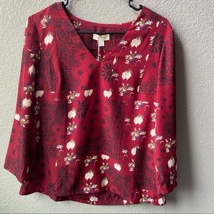 See U Soon | Anthropology | Size S | Wine color and pattern blouse | NWT